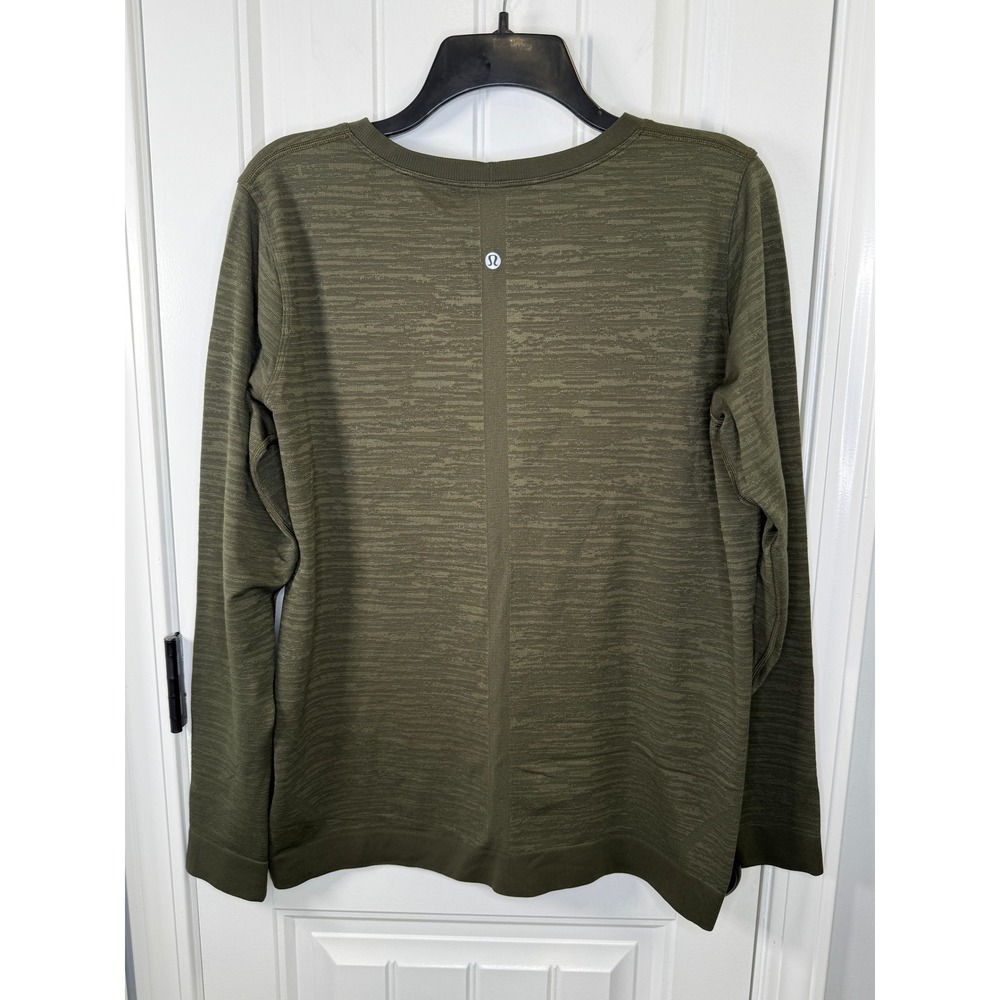 Lululemon Womens Swiftly Relaxed Long Sleeve Size 10 Dark Olive Activewear - Picture 4 of 5